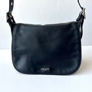 Coach Patricia Legacy Crossbody Saddle Bag Black Leather Silver Style 19921